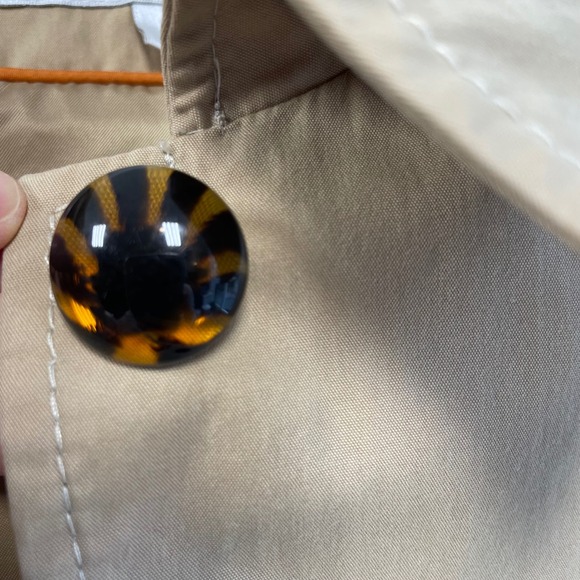 Via Spiga Womens Tan Belted Trench Coat Pleated Skirt Jacket Khaki Size Medium - Picture 11 of 11